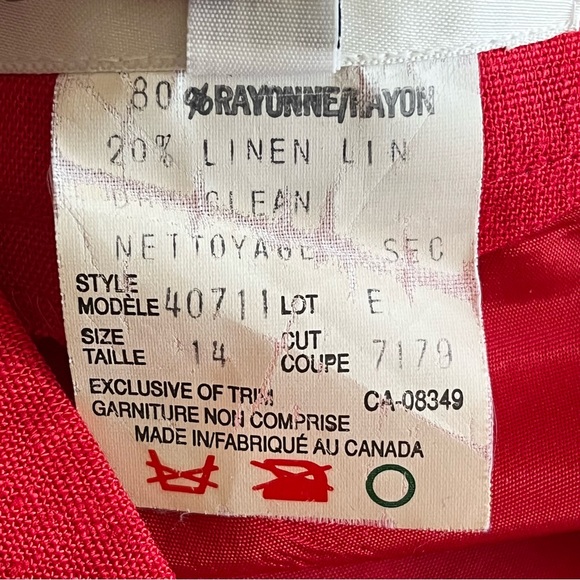 Jones New York Vintage Red Linen Blend Pencil Skirt Size 14 - Picture 10 of 11
